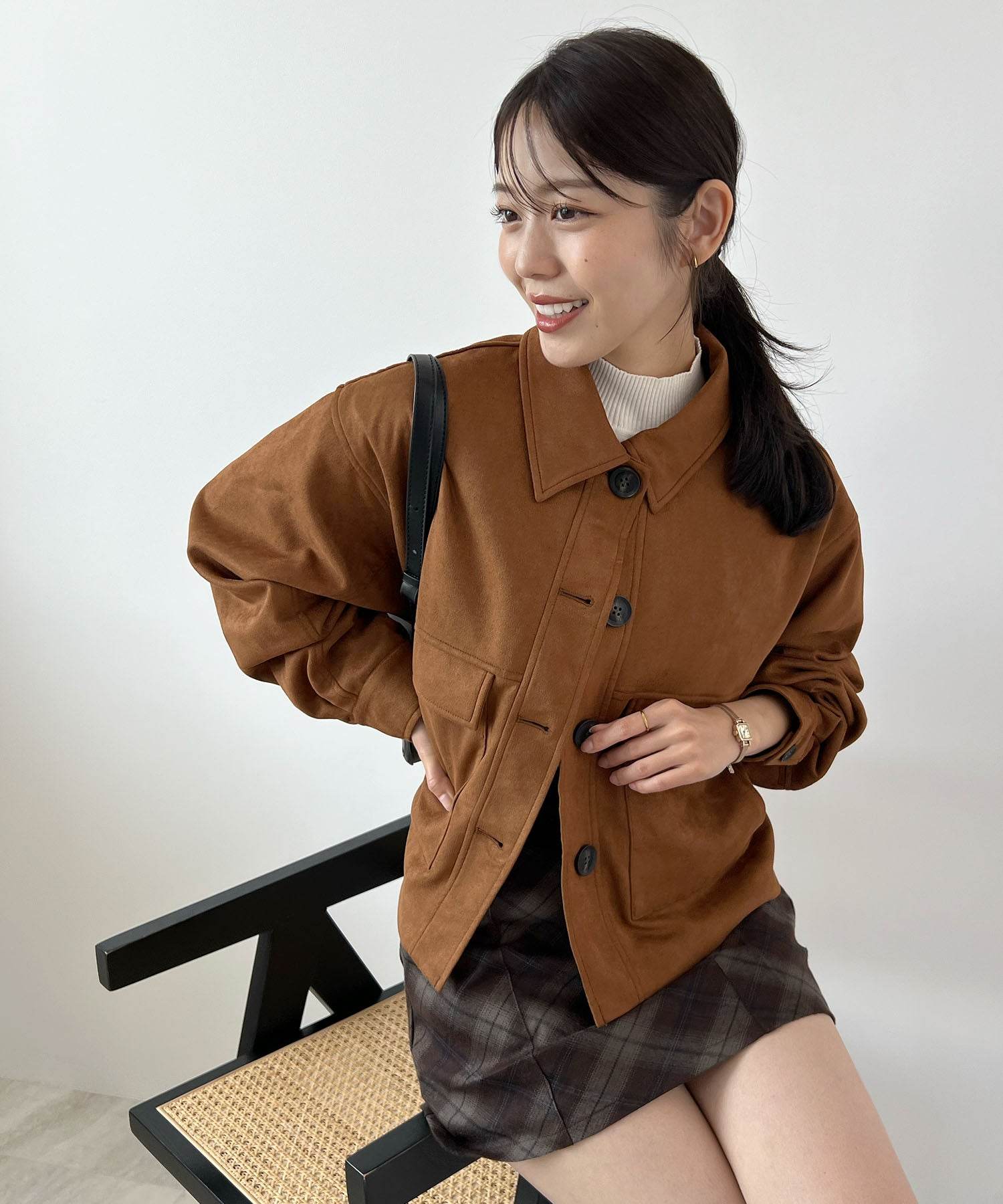 フューティアランド Futier Land スエードショートステンカラージャケット （ブラウン） ブラウン