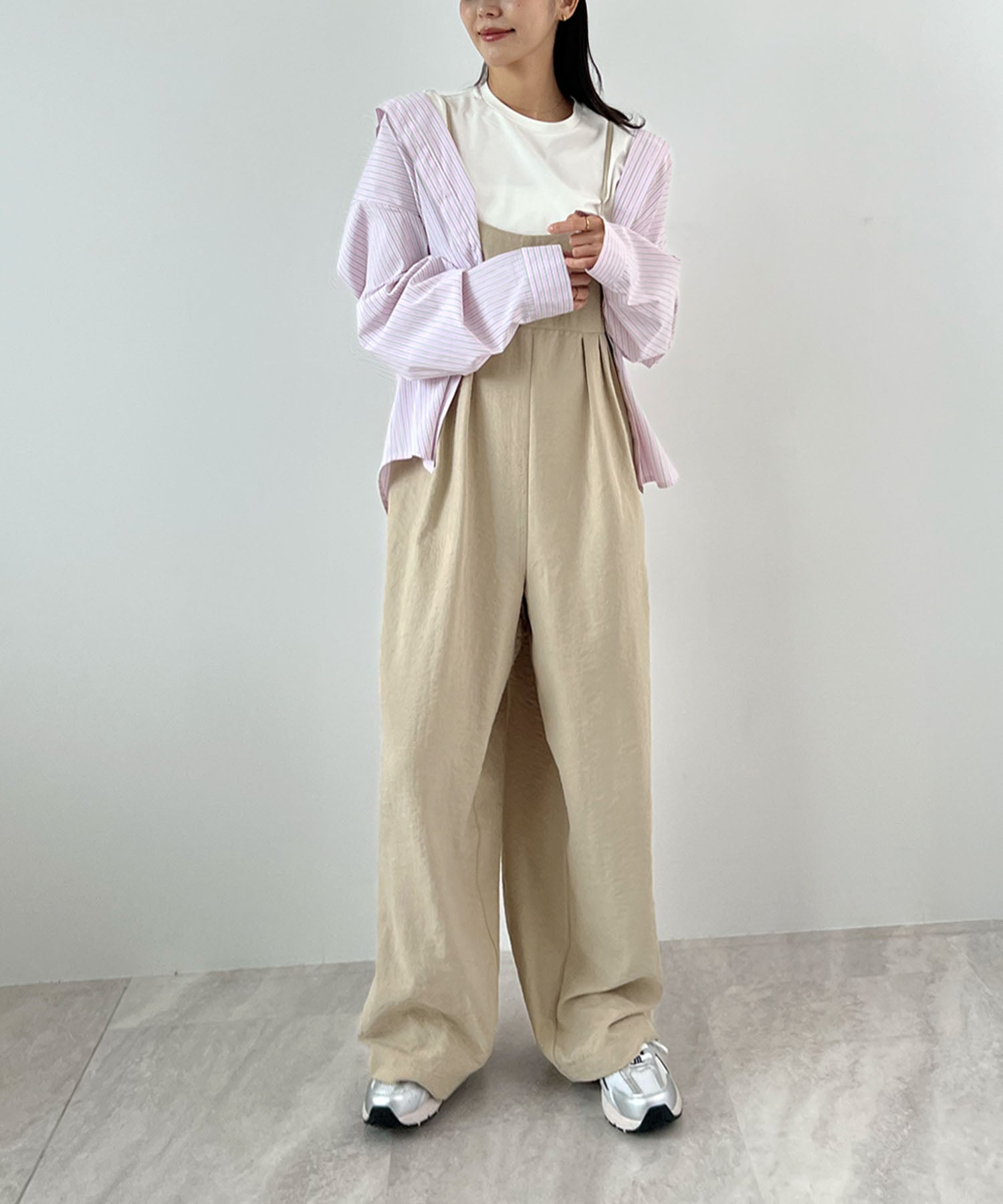 フューティアランド Futier Land ピーチ起毛タックサロペット （ベージュ） ベージュ