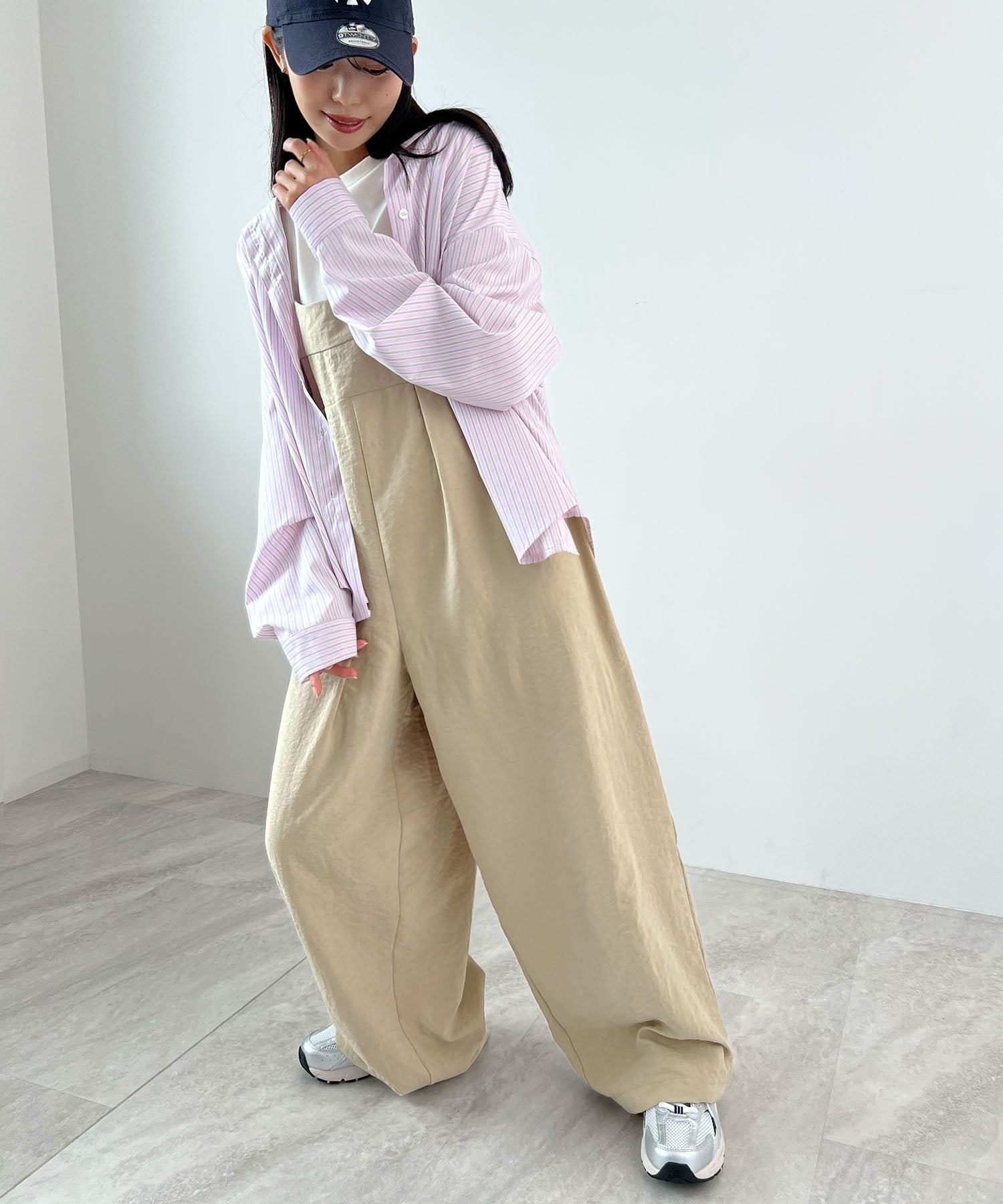 フューティアランド Futier Land ピーチ起毛タックサロペット （ベージュ） ベージュ