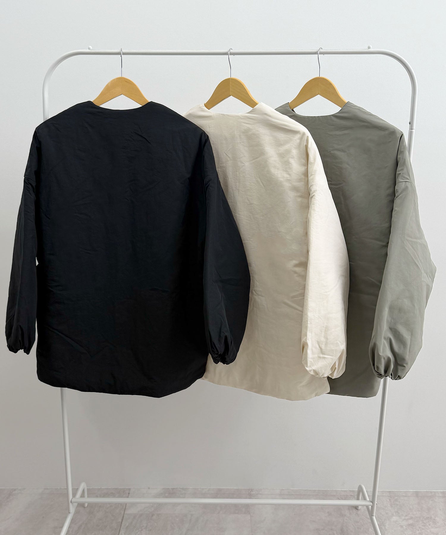 フューティアランド Futier Land サイドジップノーカラー中綿ジャケット （アイボリー） アイボリー