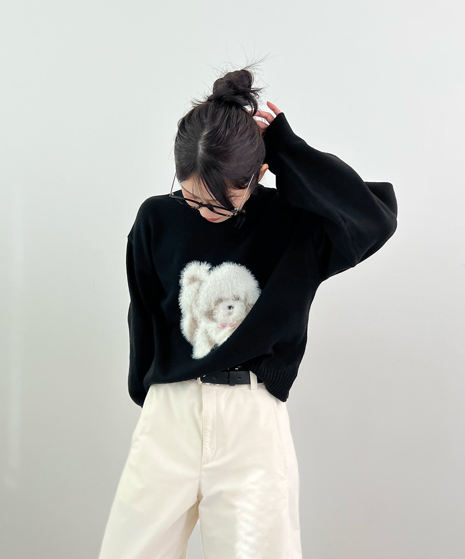 フューティアランド Futier Land ふわふわフェザードッグニットトップス （ブラック） ブラック