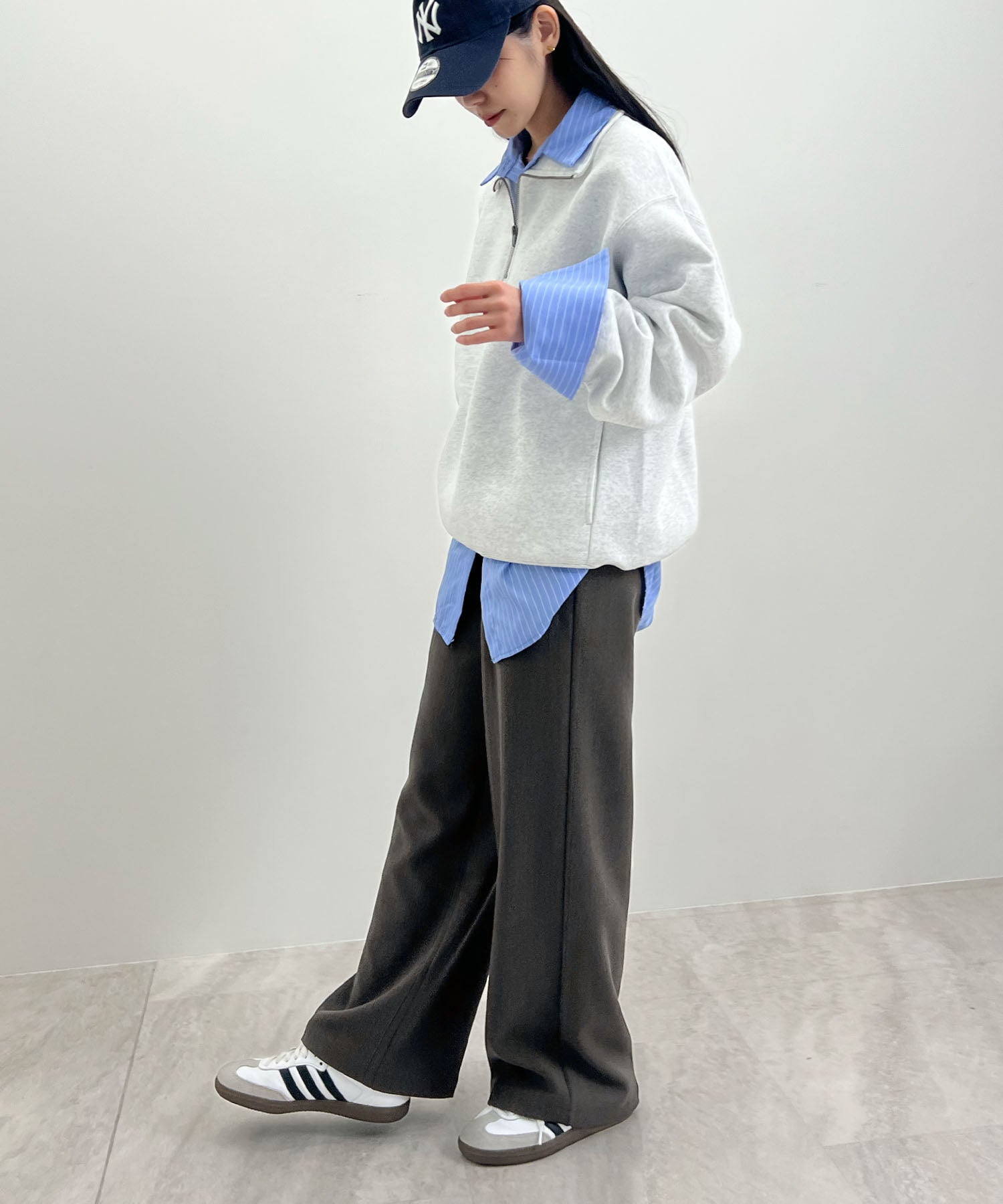 フューティアランド Futier Land ウールライクツータックワイドパンツ （グレー） グレー