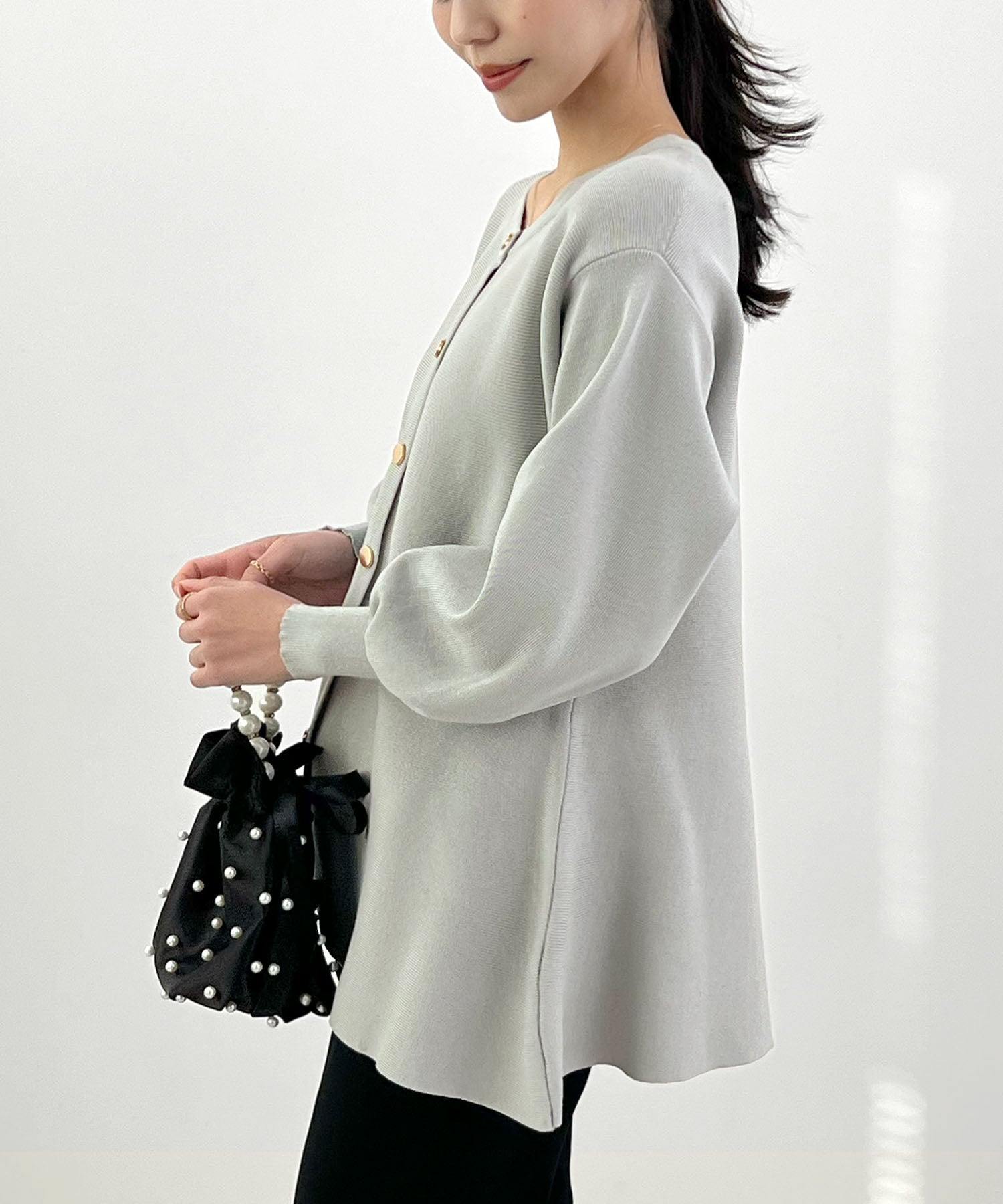 フューティアランド Futier Land ペプラムニットカーディガン （ライトグレー） ライトグレー