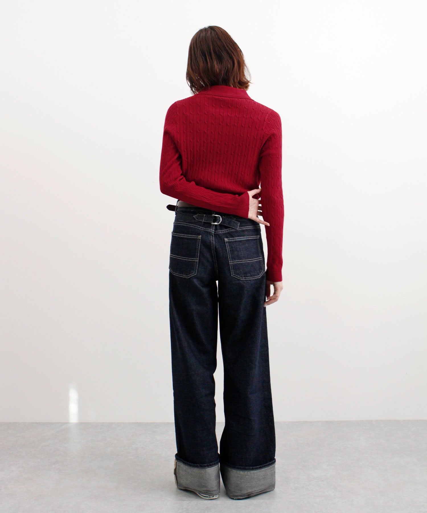 フューティアランド Futier Land ロゴ刺繍ケーブルポロニット （レッド） レッド