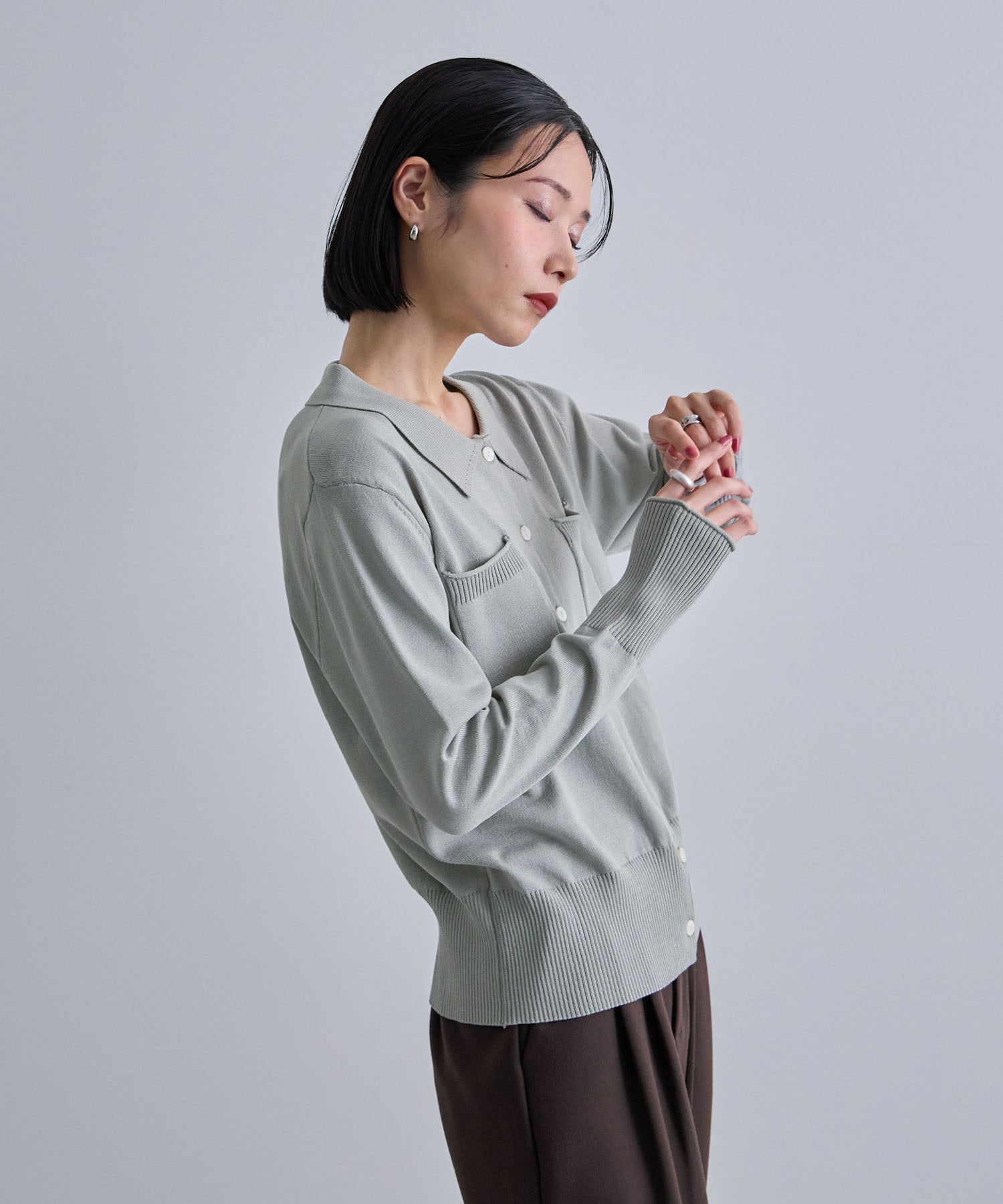 フューティアランド Futier Land ポケット付きポロニット （グレー） グレー