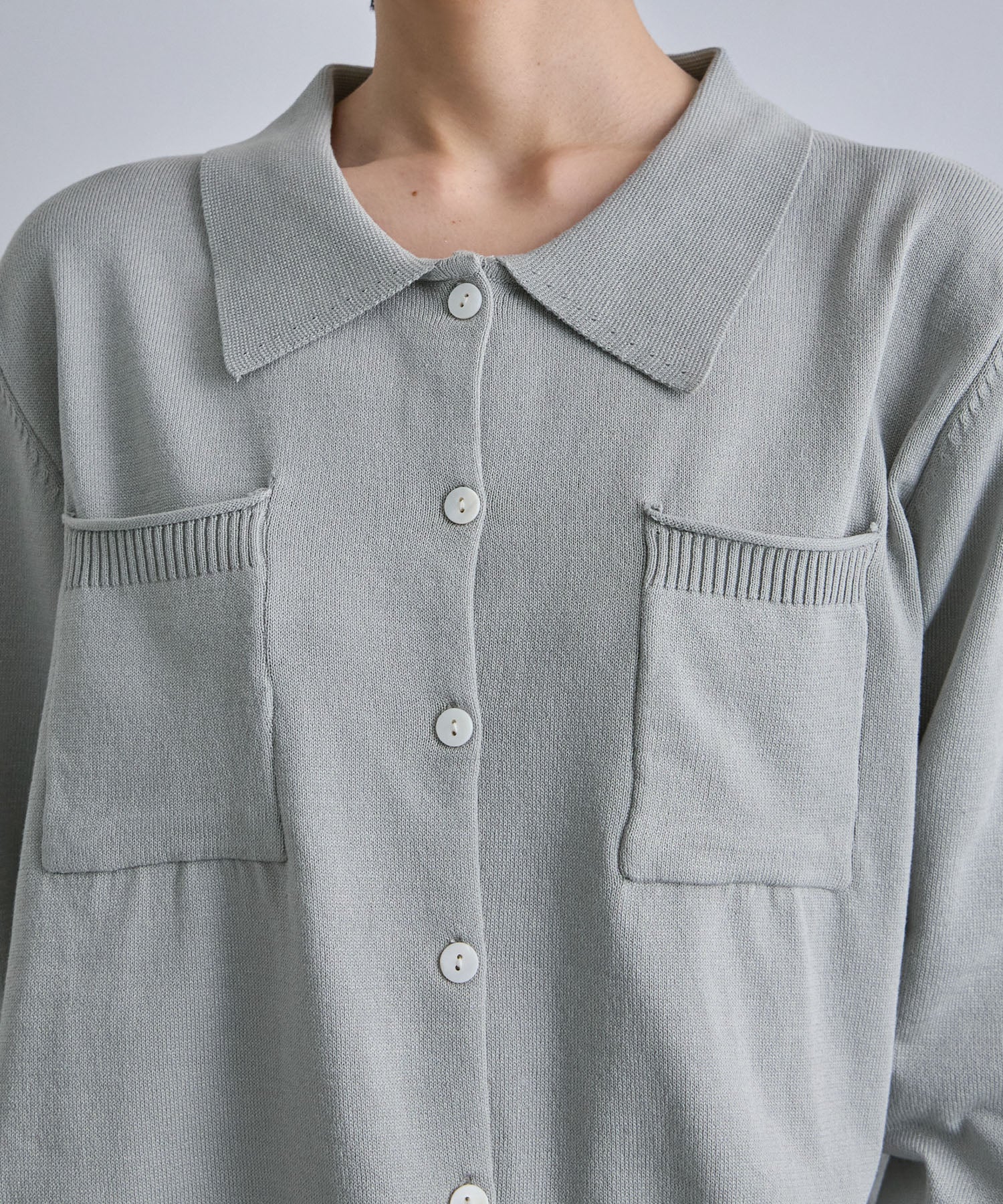 フューティアランド Futier Land ポケット付きポロニット （グレー） グレー