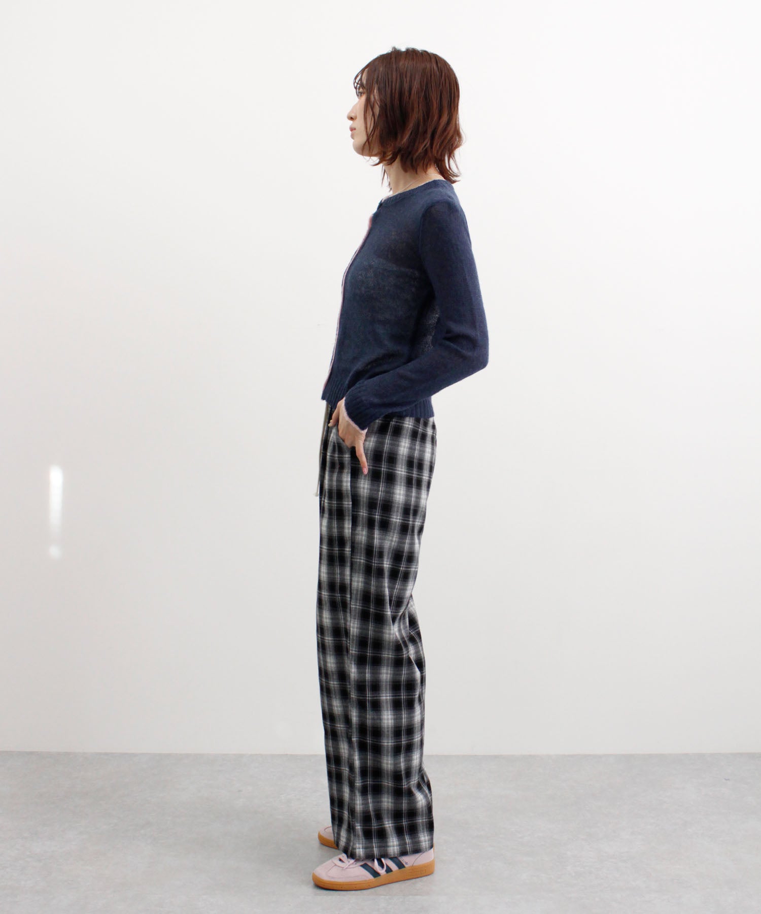 フューティアランド Futier Land 配色シアーニットカーディガン （ネイビー） ネイビー