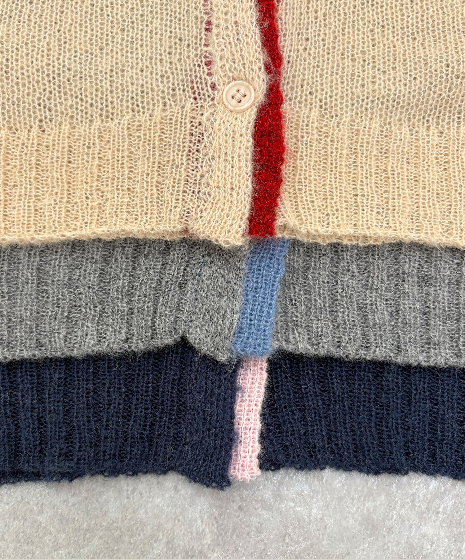 フューティアランド Futier Land 配色シアーニットカーディガン （ネイビー） ネイビー