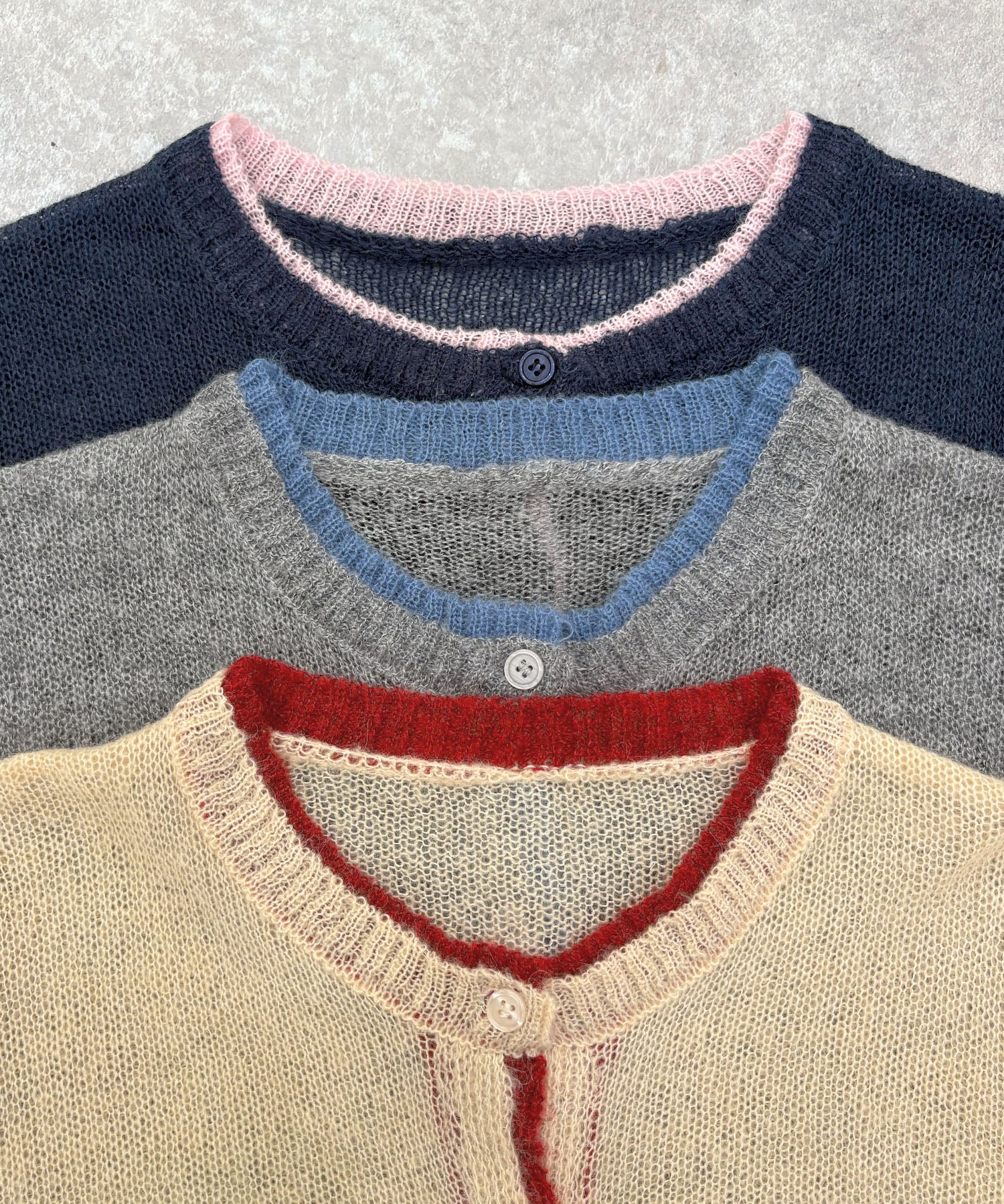 フューティアランド Futier Land 配色シアーニットカーディガン （ネイビー） ネイビー