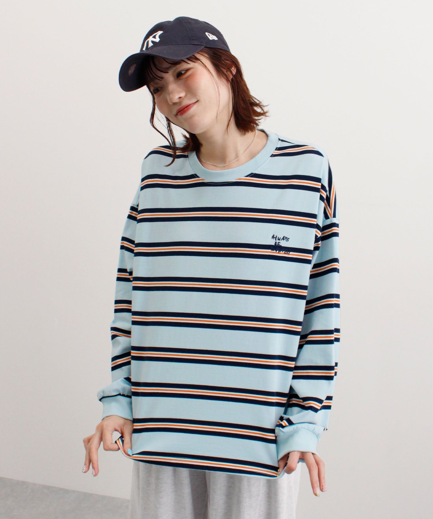 フューティアランド Futier Land ロゴ刺繍ボーダーロンT （ブルー） ブルー