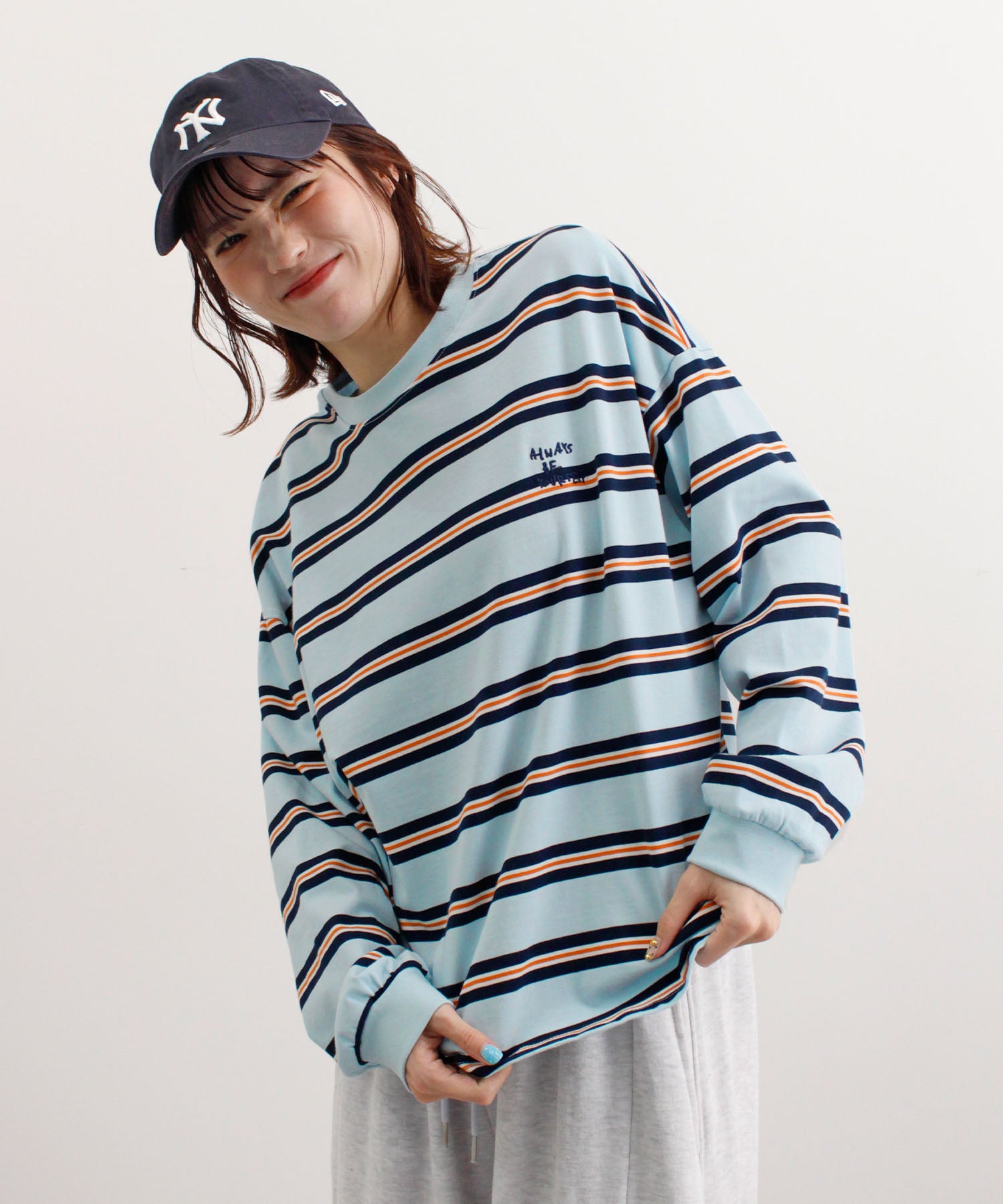 フューティアランド Futier Land ロゴ刺繍ボーダーロンT （ブルー） ブルー