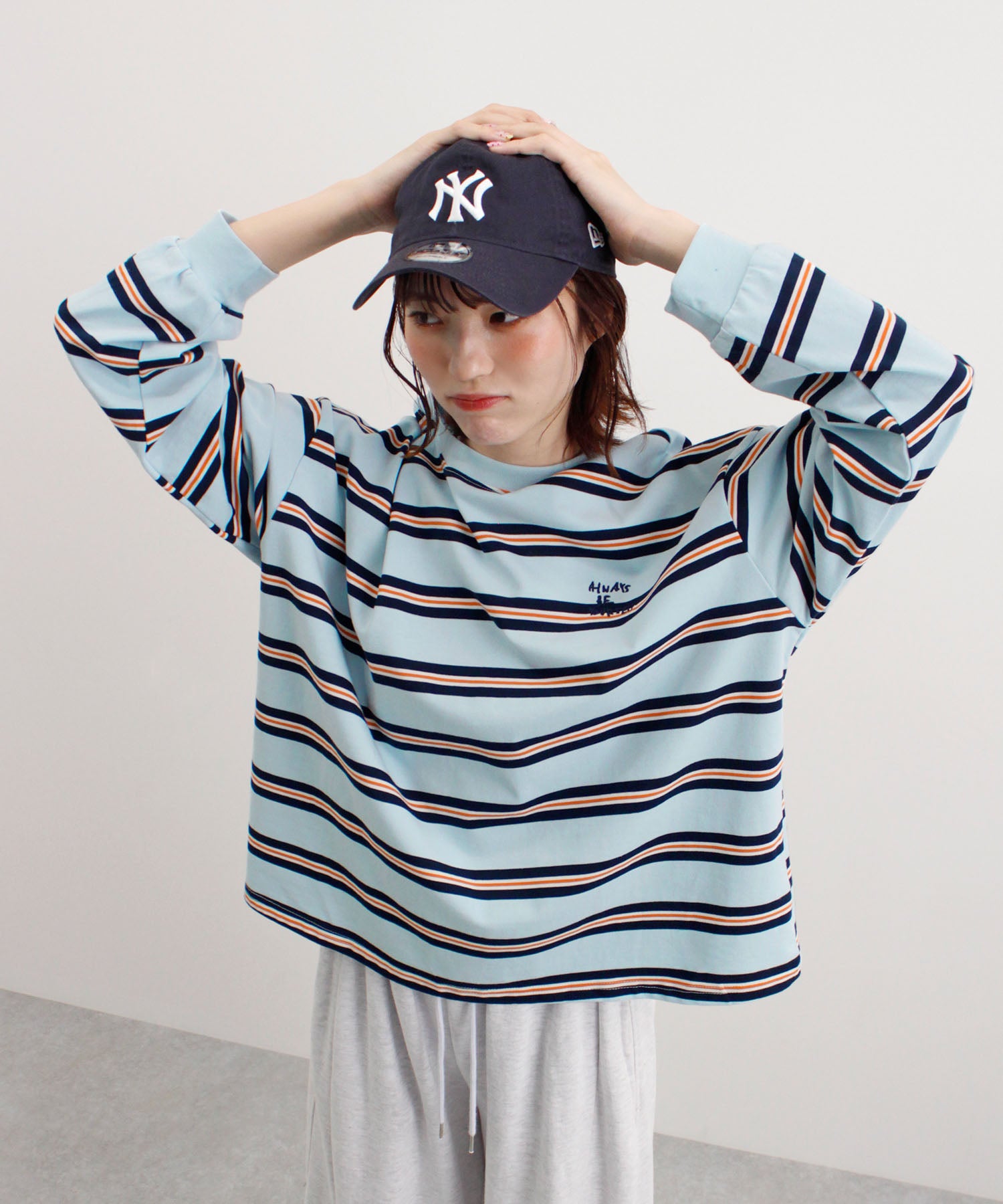 フューティアランド Futier Land ロゴ刺繍ボーダーロンT （ブルー） ブルー