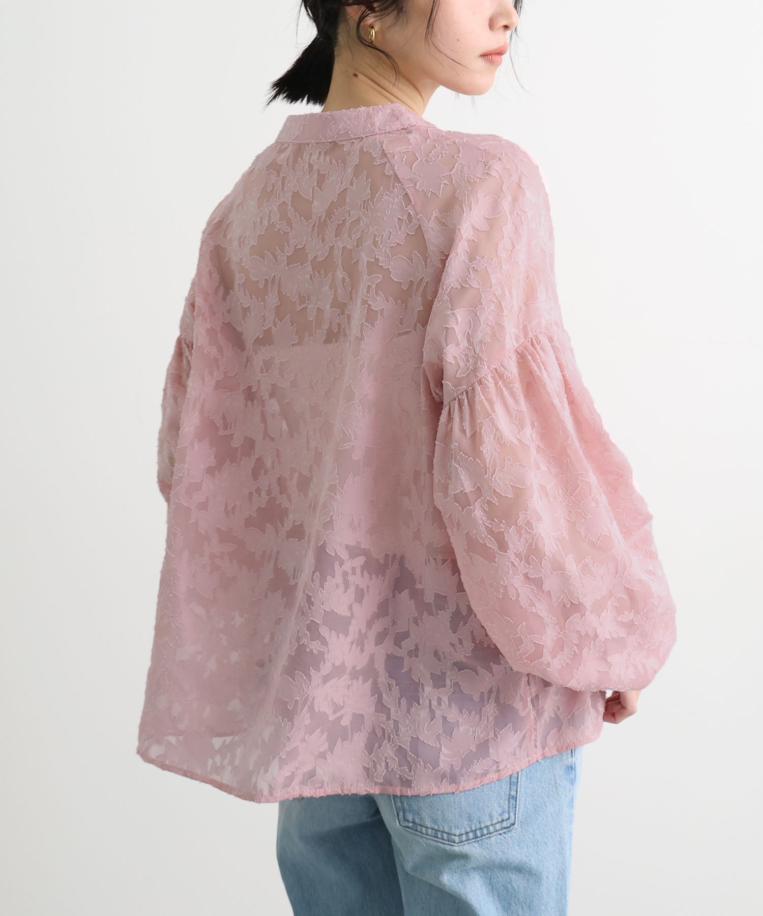 フューティアランド Futier Land ジャガードシアーブラウス （ピンク） ピンク