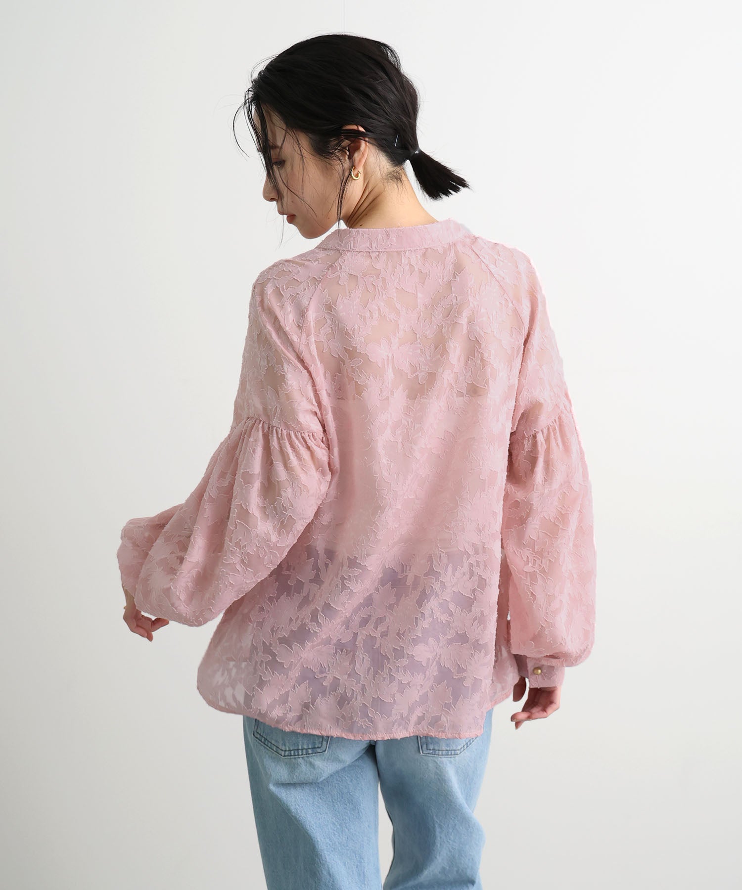 フューティアランド Futier Land ジャガードシアーブラウス （ピンク） ピンク
