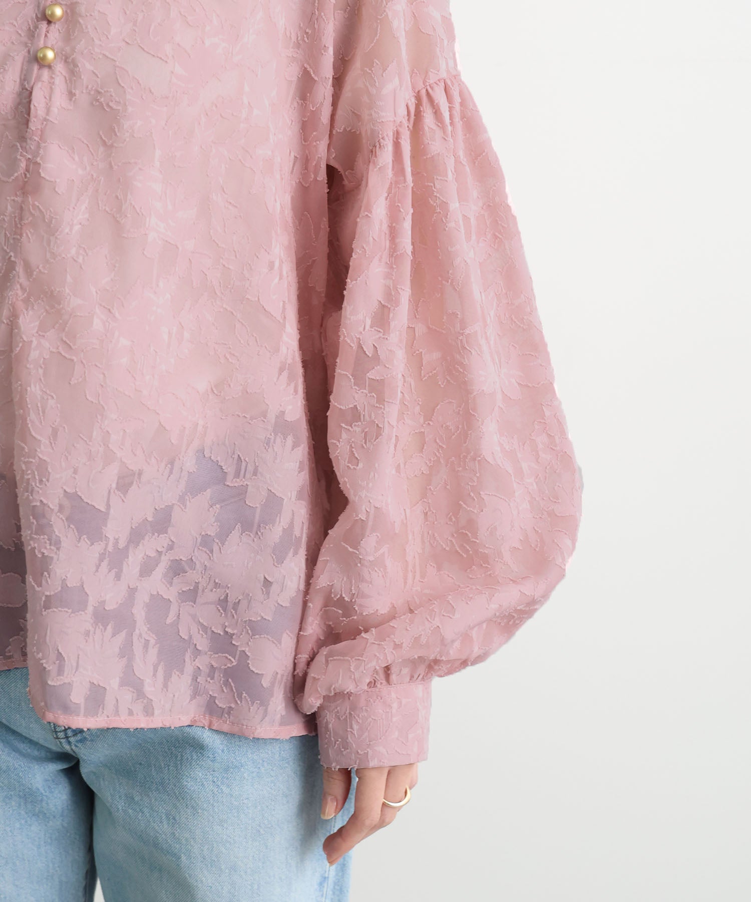 フューティアランド Futier Land ジャガードシアーブラウス （ピンク） ピンク