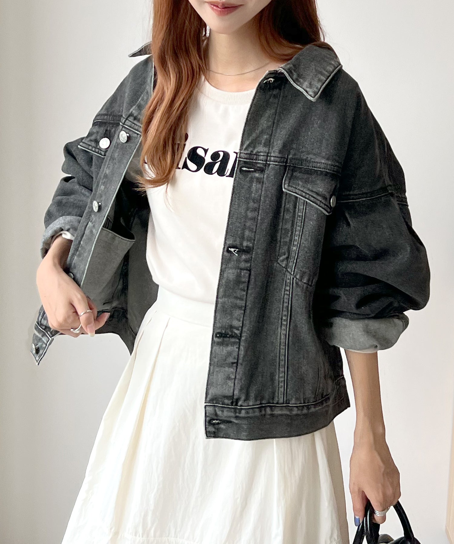 Futier Land Balloon Sleeve Denim Jacket