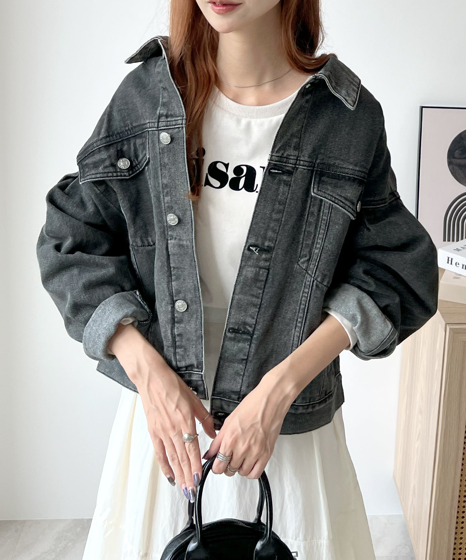 Futier Land Balloon Sleeve Denim Jacket