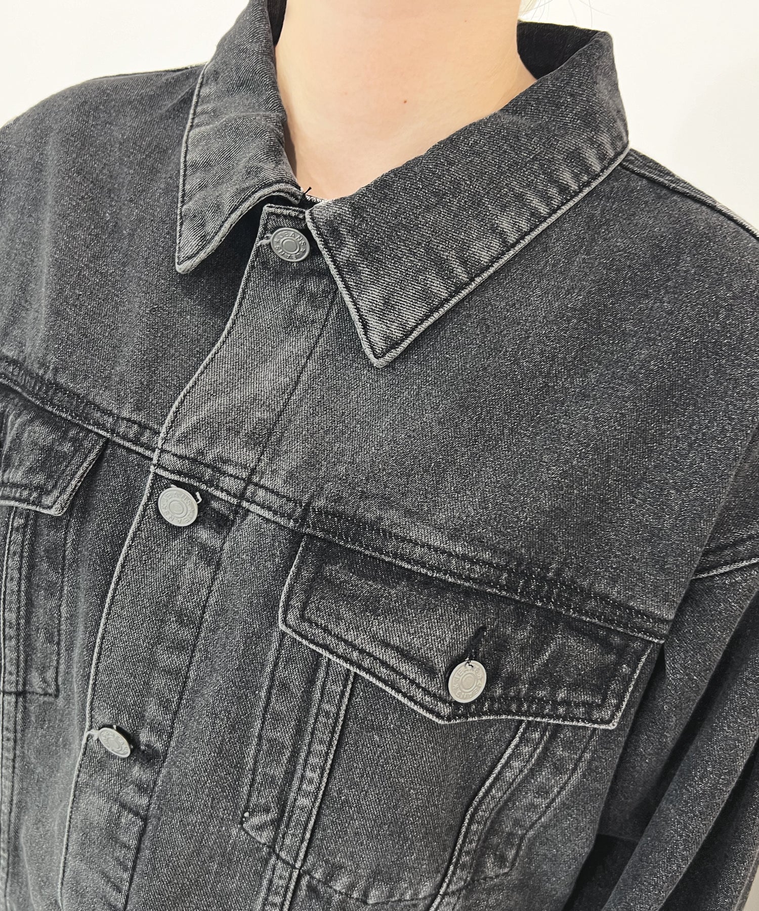 Futier Land Balloon Sleeve Denim Jacket