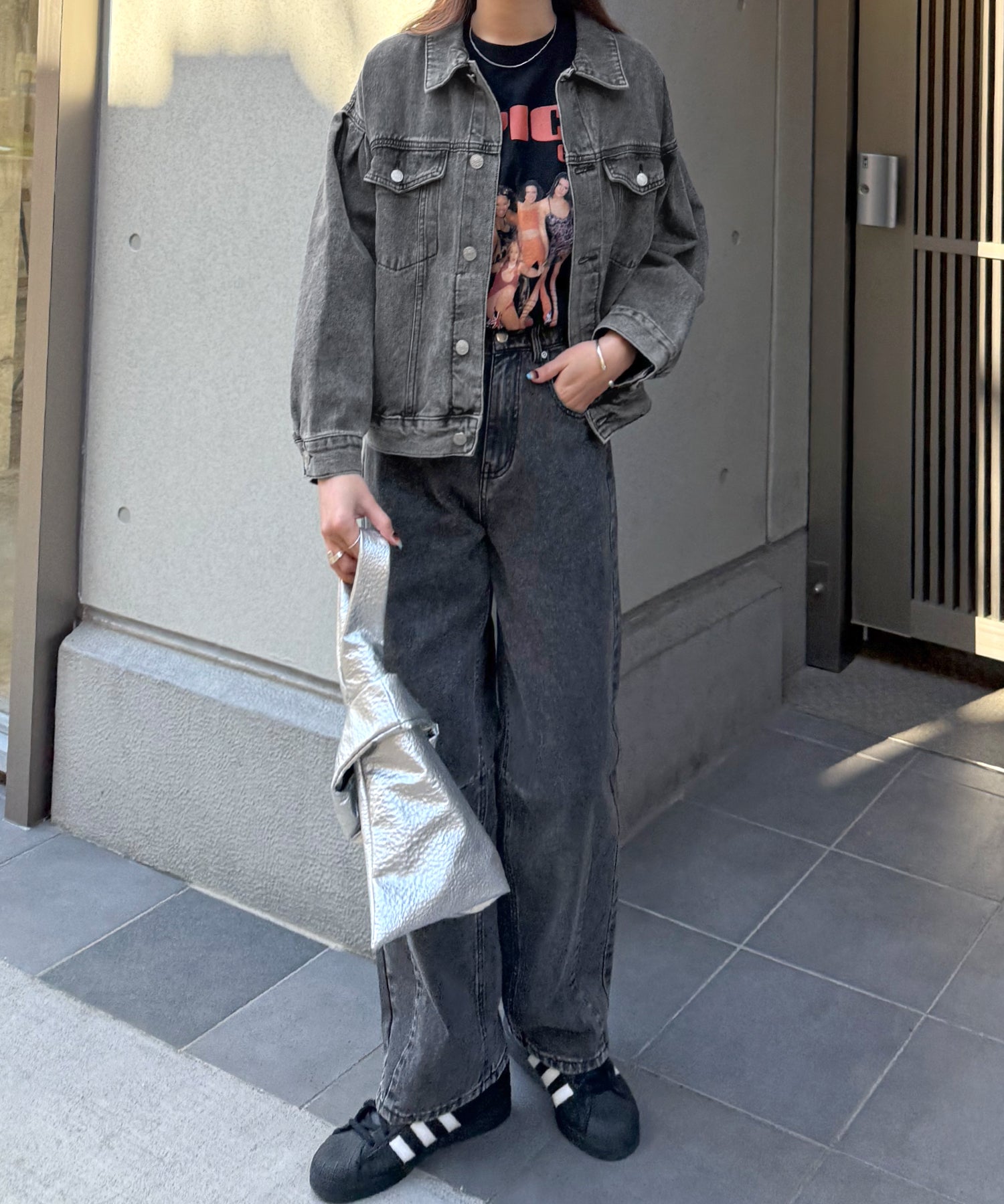 Futier Land Balloon Sleeve Denim Jacket