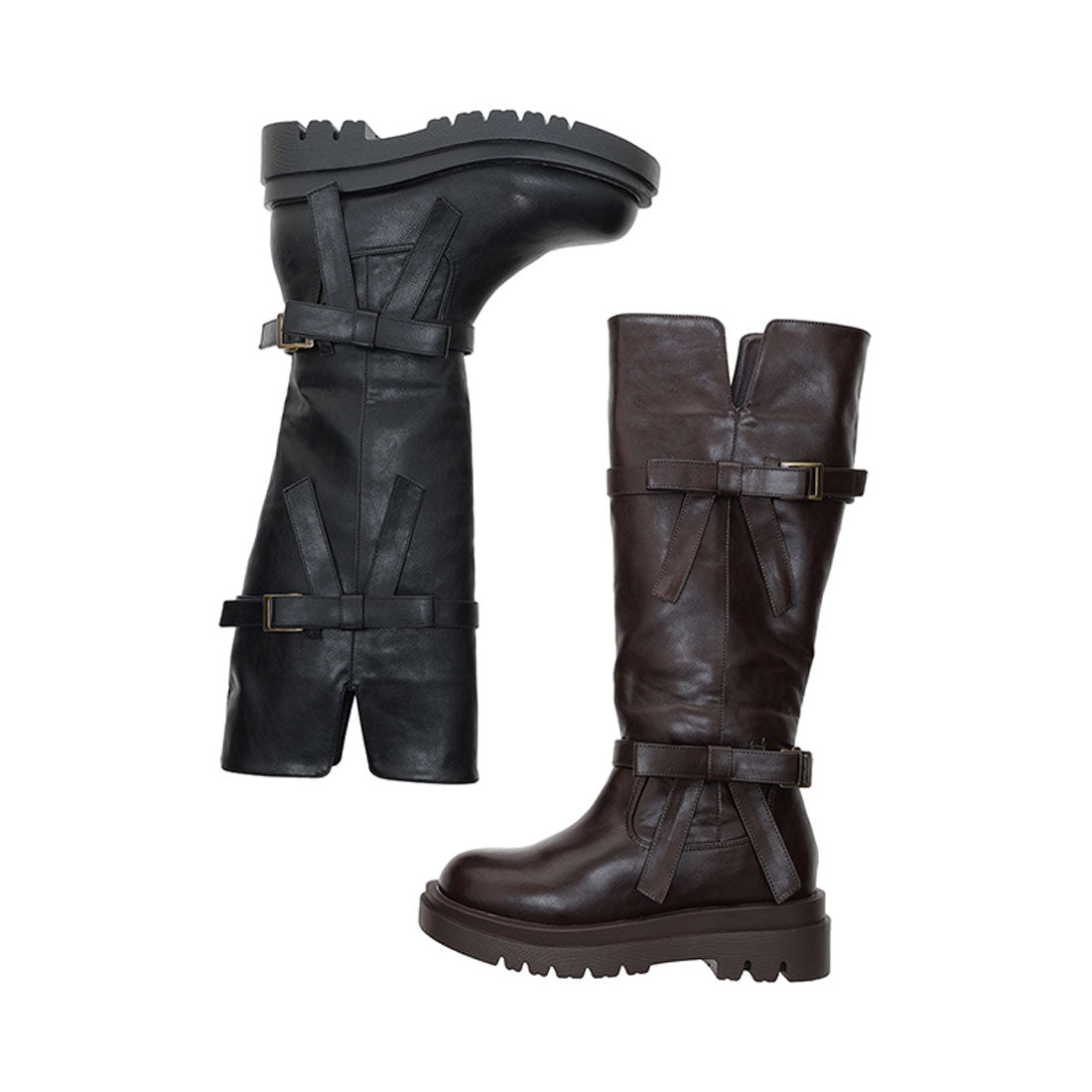 フィント F i.n.t ダブルリボンベルトロングブーツ （BROWN） BROWN