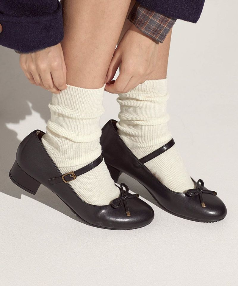 フィント F i.n.t 【サイズ展開あり】ストラップ付きリボンバレエシューズ （BLACK） BLACK