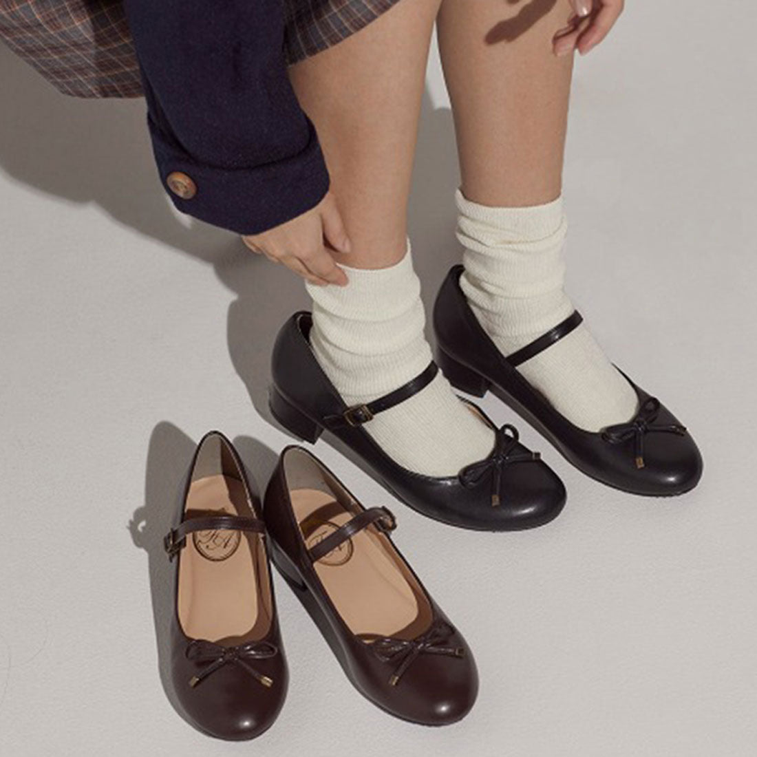 フィント F i.n.t 【サイズ展開あり】ストラップ付きリボンバレエシューズ （BLACK） BLACK