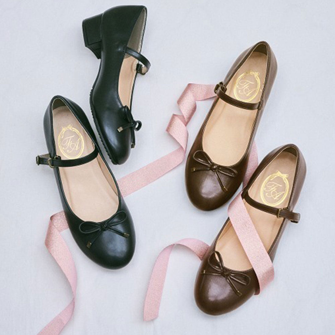フィント F i.n.t 【サイズ展開あり】ストラップ付きリボンバレエシューズ （BLACK） BLACK