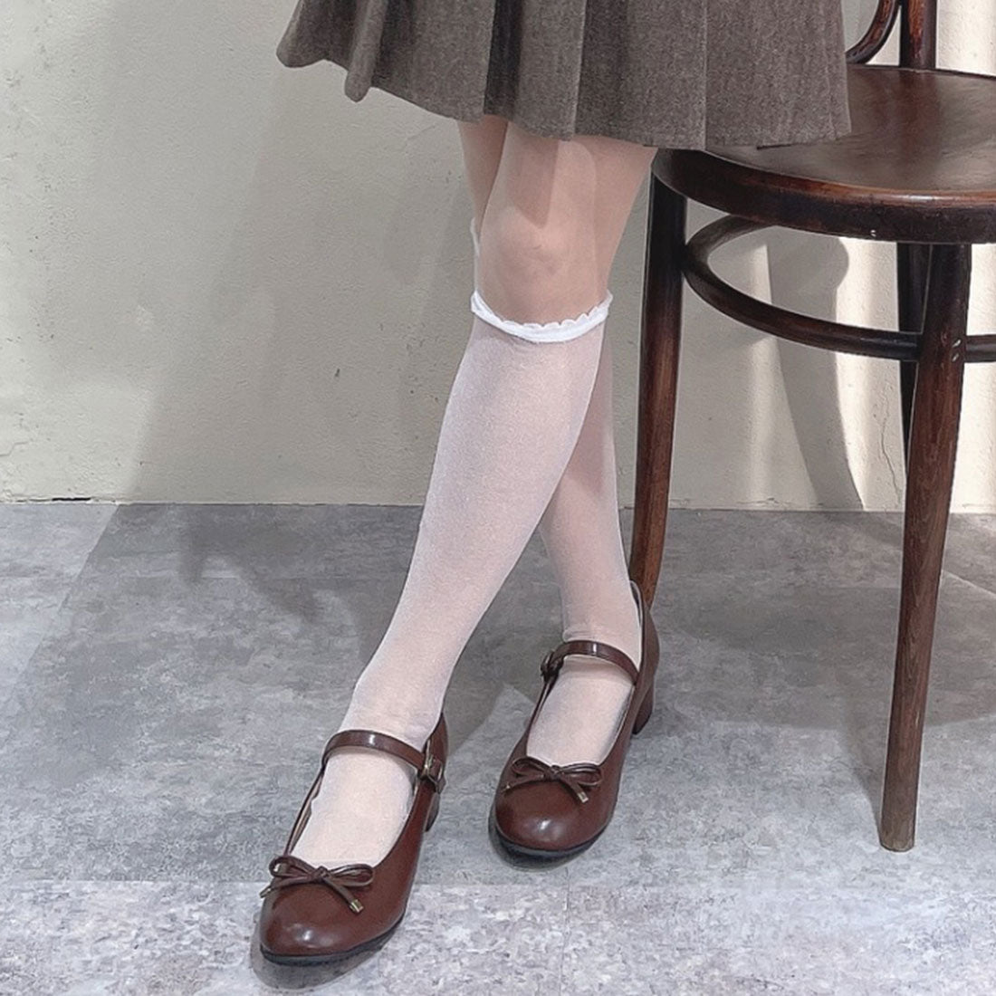 フィント F i.n.t 【サイズ展開あり】ストラップ付きリボンバレエシューズ （BROWN） BROWN