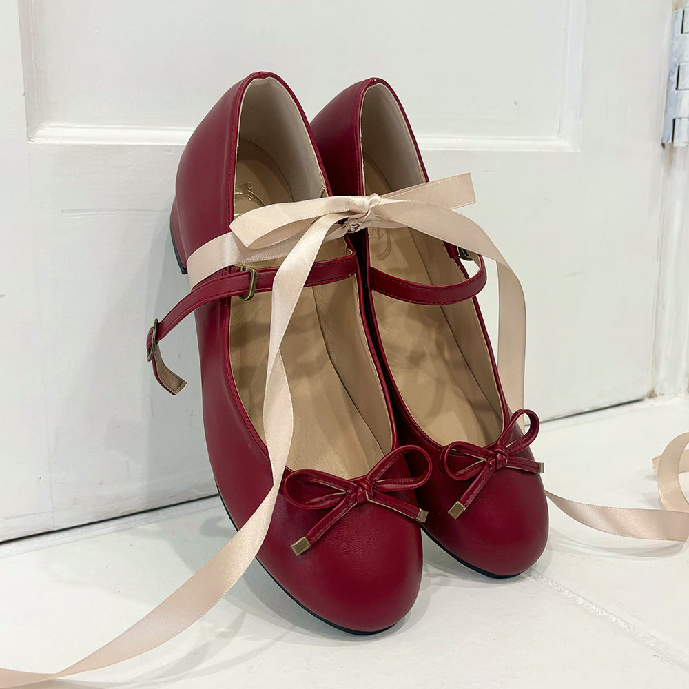 フィント F i.n.t 【サイズ展開あり】ストラップ付きリボンバレエシューズ （RED） RED