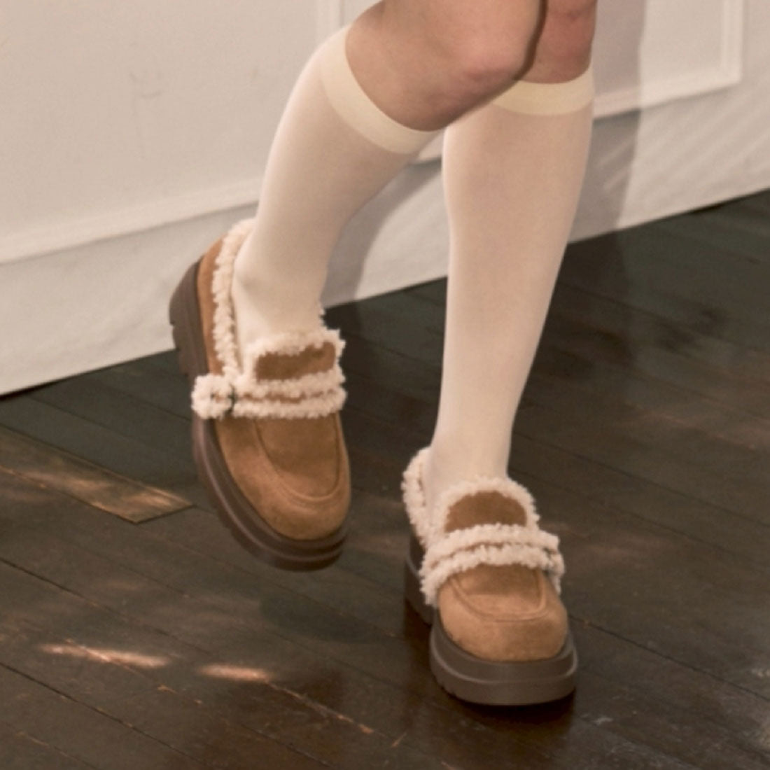 フィント F i.n.t ベルト使いフェイクムートンシューズ （BEIGE） BEIGE