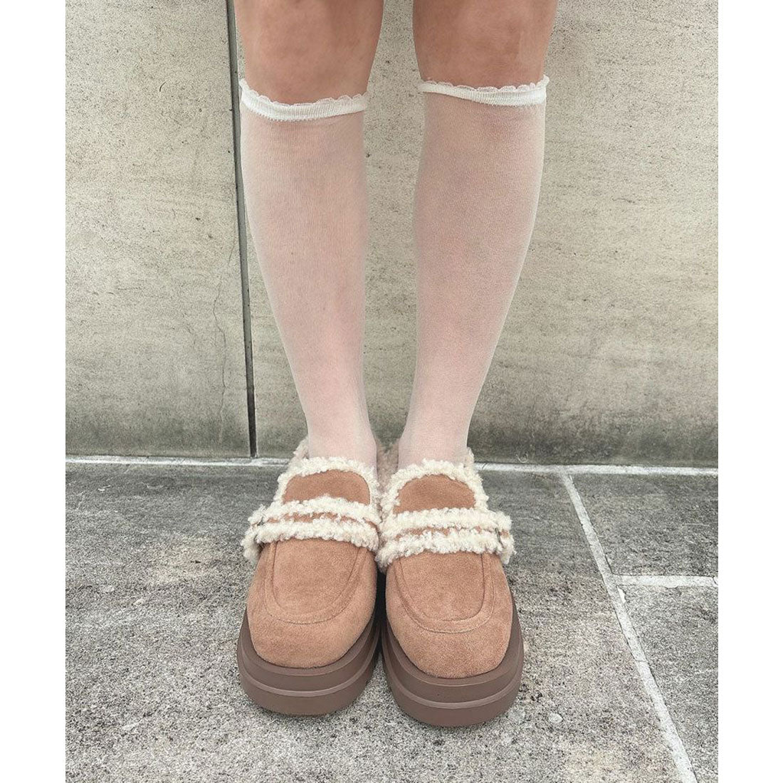 フィント F i.n.t ベルト使いフェイクムートンシューズ （BEIGE） BEIGE