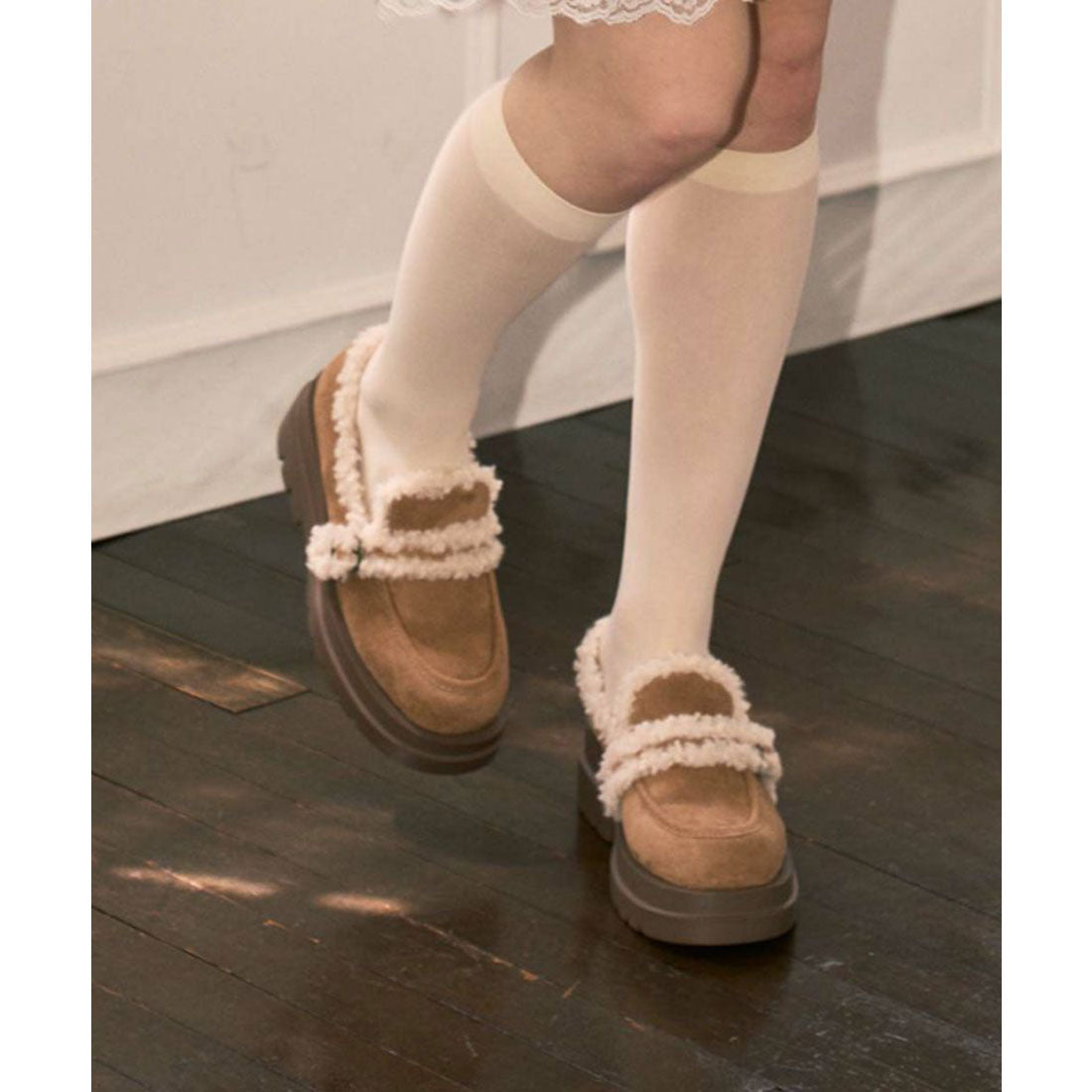 フィント F i.n.t ベルト使いフェイクムートンシューズ （BEIGE） BEIGE