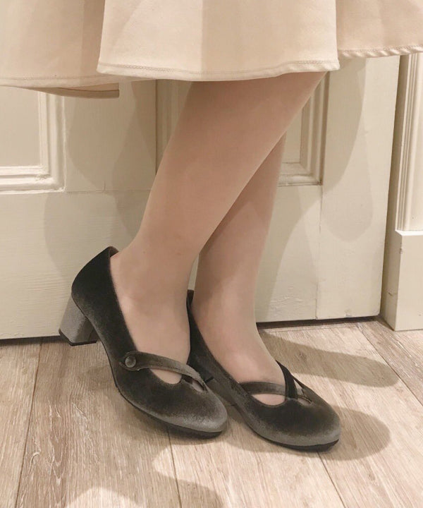 【an another angelus】クロスストラップベロアパンプス