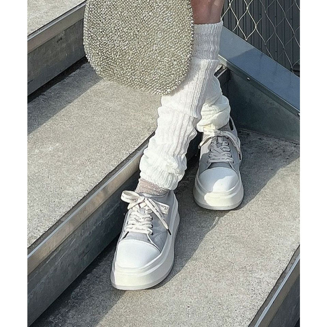 F i.n.t Logo Ribbon Platform Sneakers Pink Label