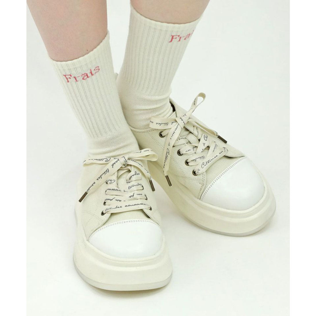 F i.n.t Logo Ribbon Platform Sneakers Pink Label