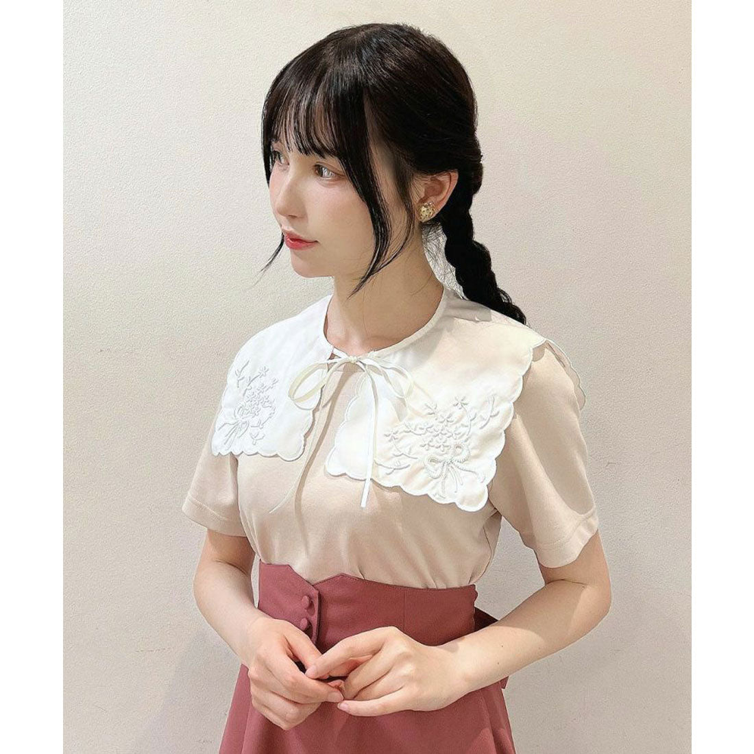 フィント F i.n.t 花刺繍カットワークつけ衿【洗える】 （OFF WHITE） OFF WHITE