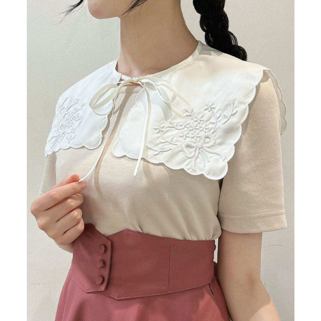 フィント F i.n.t 花刺繍カットワークつけ衿【洗える】 （OFF WHITE） OFF WHITE