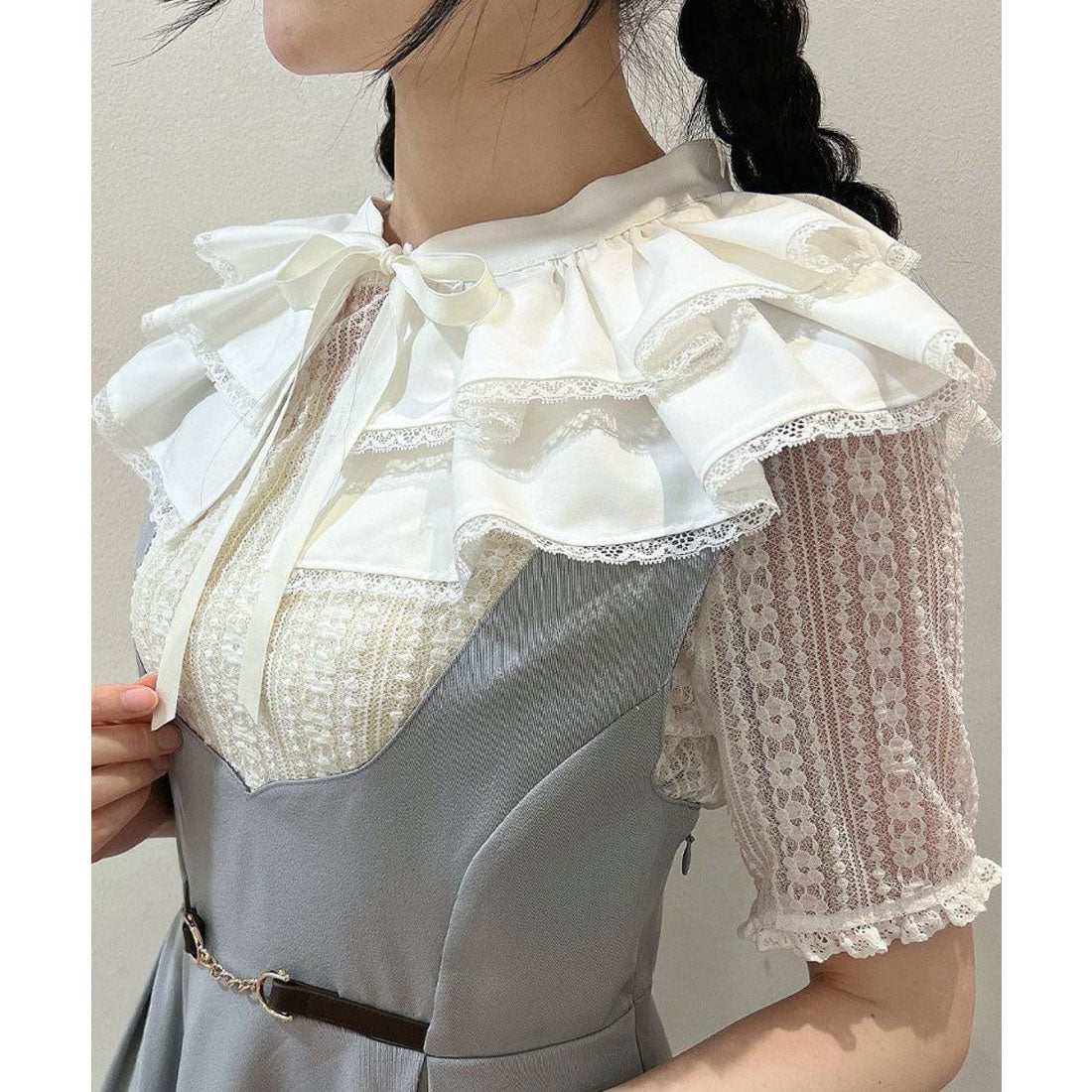 フィント F i.n.t ダブルタックフリルつけ衿【洗える】 （OFF WHITE） OFF WHITE