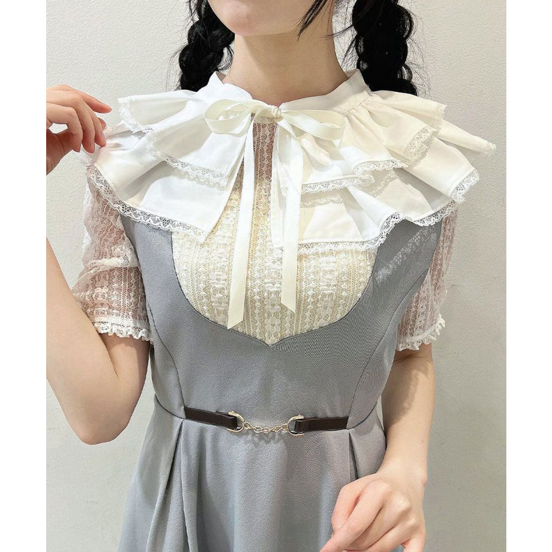 フィント F i.n.t 【洗える】ダブルタックフリルつけ衿 （OFF WHITE） OFF WHITE