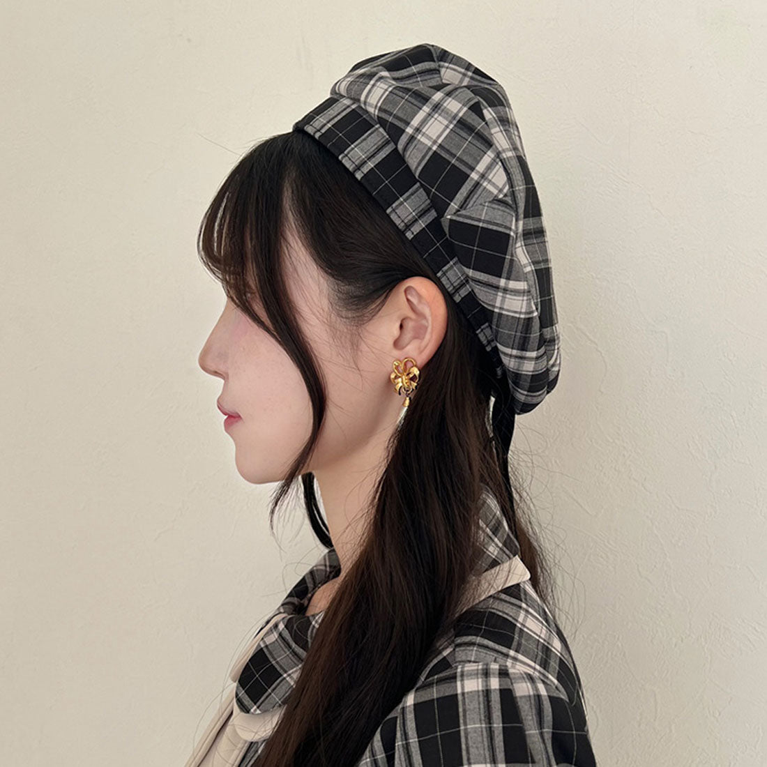 フィント F i.n.t 別珍リボンベレー帽 （OFF×BK） OFF×BK