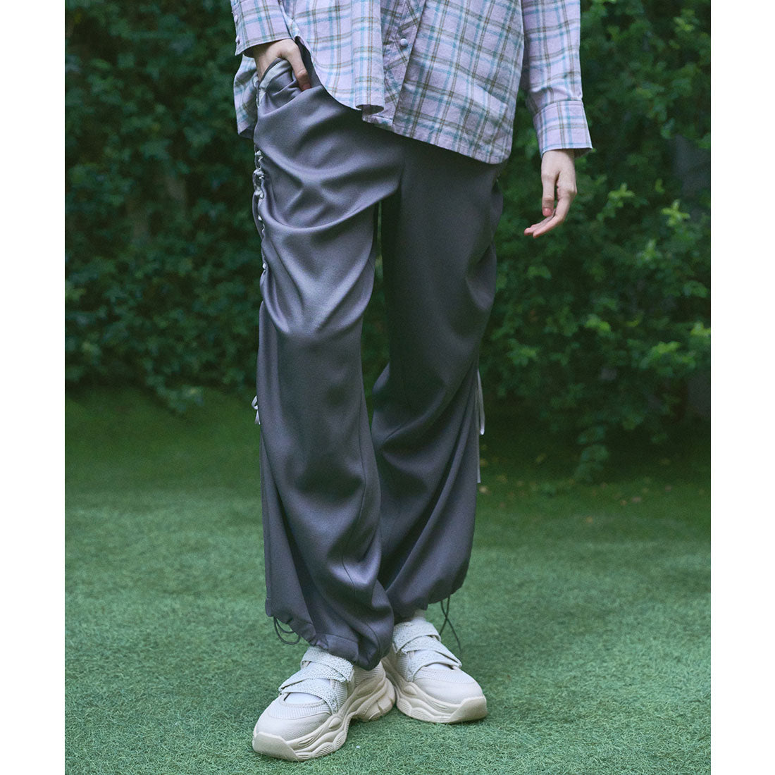 フィント F i.n.t ドロストリボントラックパンツ【洗える】