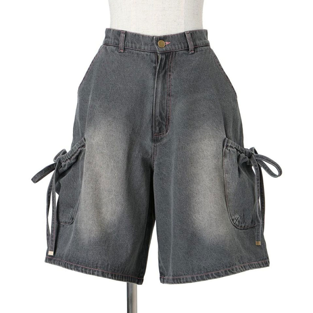 フィント F i.n.t 【洗える】ドロストリボンデニムハーフパンツ（GRAY） GRAY