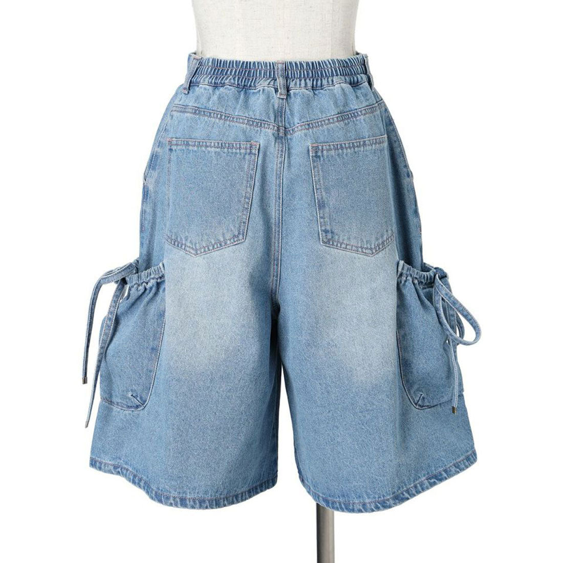 フィント F i.n.t 【洗える】ドロストリボンデニムハーフパンツ（GRAY） GRAY