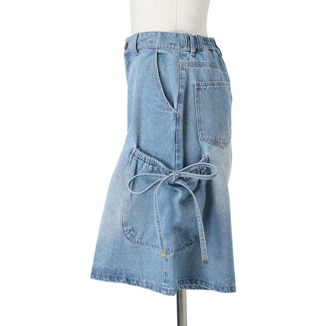 フィント F i.n.t 【洗える】ドロストリボンデニムハーフパンツ（GRAY） GRAY