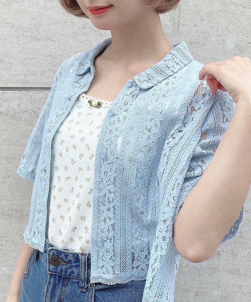 フィント F i.n.t ローズモチーフ付き小花柄タンクトップ【洗える】 （YELLOW） YELLOW