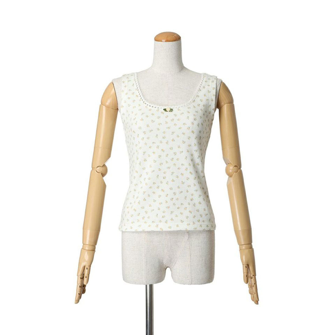 フィント F i.n.t ローズモチーフ付き小花柄タンクトップ【洗える】 （YELLOW） YELLOW