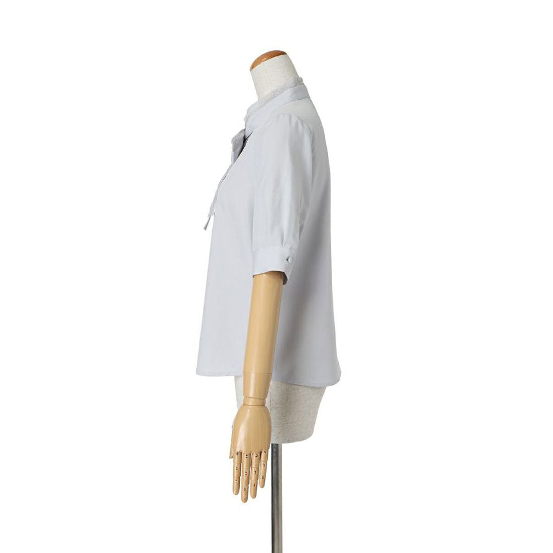 フィント F i.n.t レース レイヤード ボウタイ 5分袖 ブラウス【洗える】 （OFF WHITE） OFF WHITE