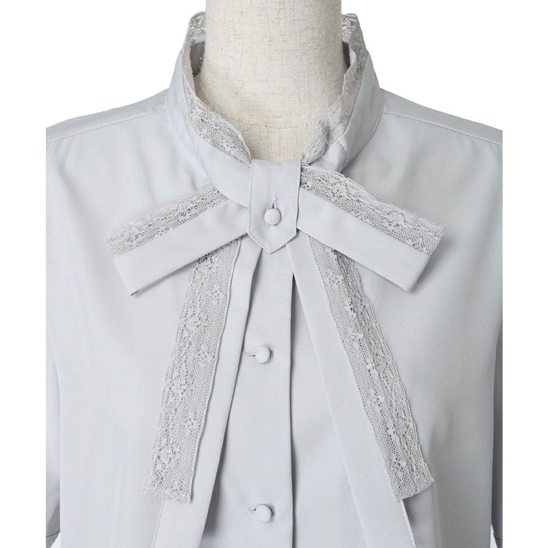 フィント F i.n.t レース レイヤード ボウタイ 5分袖 ブラウス【洗える】 （OFF WHITE） OFF WHITE