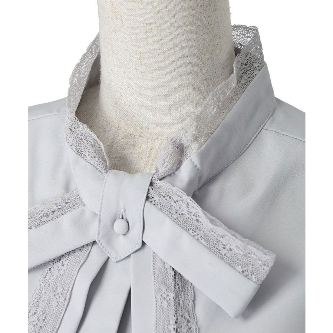 フィント F i.n.t レース レイヤード ボウタイ 5分袖 ブラウス【洗える】 （OFF WHITE） OFF WHITE