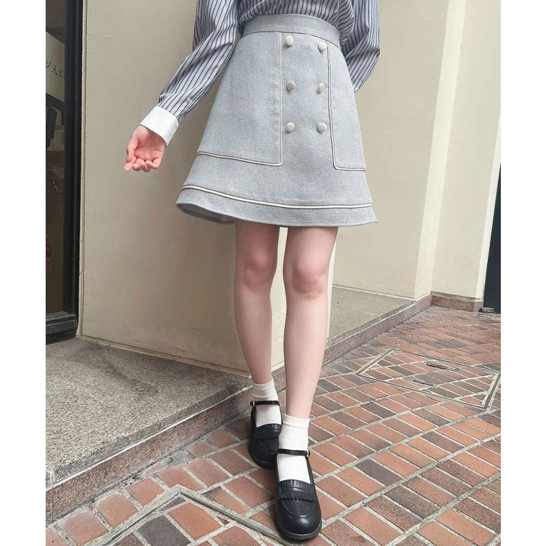 フィント F i.n.t パイピングツイードミニスカート【洗える】 （L/BLUE） L/BLUE